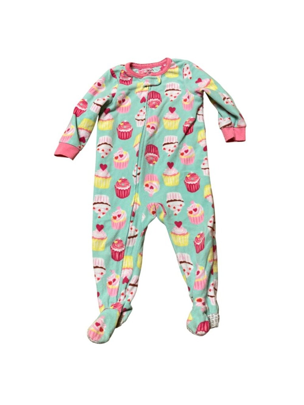 Carter's Sleeper Girls 18m Cupcakes Soft some pilling Feet Full Zip